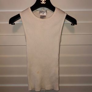 CHANEL Ribbed Tank Top